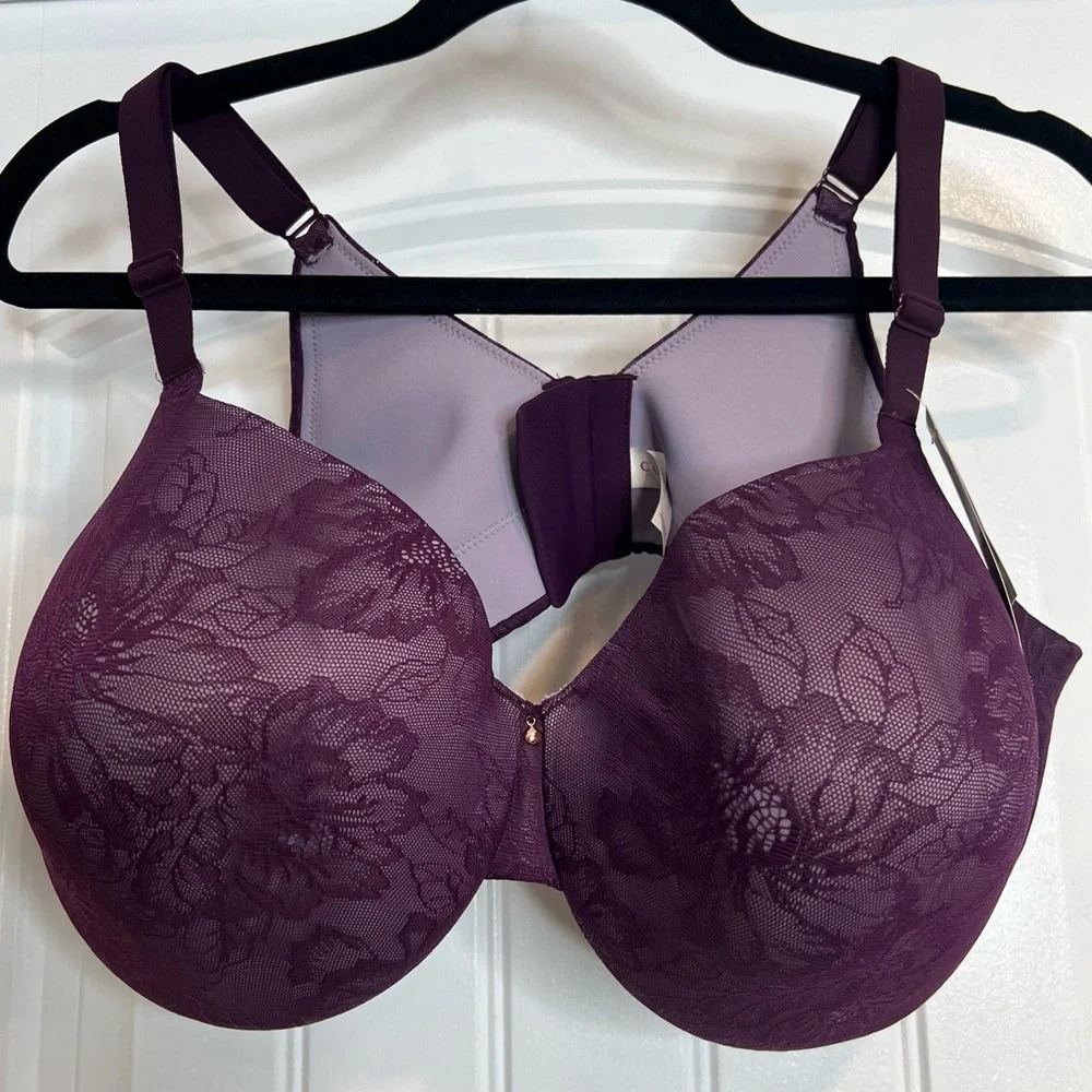 Cacique Plum Side Smoothing Solution Balconette‎ Underwire Bra. Size 44DD. NWT.